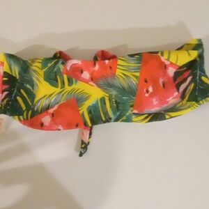 ROMWE Red and Yellow Bikini Tropical Swimwear